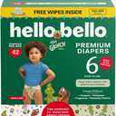 Hello Bello Diapers, Size 6 (over 35 lbs) Dr. Seuss Baby Grinch - 42 Count of Premium Disposable Baby Diapers, Hypoallergenic with Soft, Cloth-Like Feel