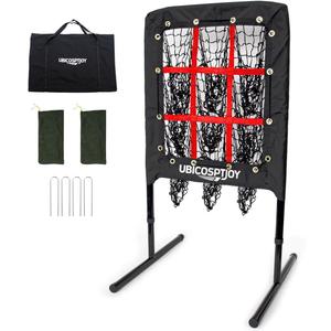 9 Hole Pitching Net with Strike Zone, Improve Baseball Softball Accuracy Training, Adjust Height to 45 Inches, Portable Set up, Indoor Outdoor Practice for Beginner and Professional