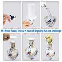 3D Puzzles Vase for Adults, 200 Pieces Plastic DIY Unique Flower Vase with LED Light,House Warming Gift Birthday Gifts for Flower Arrangements and Home Decor (White Bird Floral)