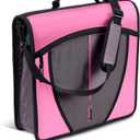 Case-it Mighty Zip Tab Zipper Binder, 3" O-Ring with 5-Color tabbes, Expanding File Folder and Shoulder Strap and Handle, D-146-Light Pink