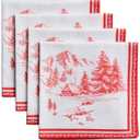Maison d' Hermine Cloth Napkins Set of 4 100% Cotton for Thanksgiving Christmas Decorations Everyday Reusable Square Fall Napkins Cloth Washable Dinner Party (Winter Jouy, 20"x20")
