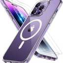 Miracase Magnetic for iPhone 14 Pro Case 6.1 inch (Compatible with MagSafe)with 2X Screen Protectors Military-Grade Protection, Anti-Fingerprint Translucent Matte Phone Case Cover, Clear