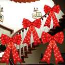 Liliful 4 pieces 18 x 32 In LED Christmas Wreath Bows Extra Large Bows 72 LED Lights Wreath Huge Bow Door Wall Xmas Tree Top Decor for Indoor Outdoor Winter Xmas Party