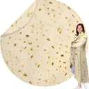 HDFK Tortilla Blanket Adult Size Beige Yellow Double Sided Throw Taco Realistic Food Blankets Lightweight Flannel Fleece White Elephant Funny Gifts for Kids 60 inches for Women Cozy Soft Teen Novelty