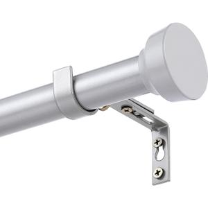 Curtain Rods for Windows 32 to 240 Inches Adjustable Length 1 Inch Diameter Window Curtain Rod with Aluminium End Cap, Brushed Nickel