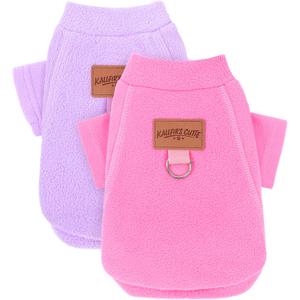 2 Pieces Dog Sweaters with Leash Ring Fall Fleece Dog Clothes for Small Dogs Girl Boy Winter Warm Pet Pullover Sweatshirt Puppy Sweater Outfit Clothing, XS, Pink and Purple