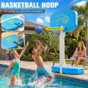 RovPool 2-in-1 Pool Basketball Hoop & Pool Volleyball Net,Poolside Basketball Hoop for Swimming Pool Basketball Game,Oversized Water Basketball Hoop w/3 Balls,Swimming Pool Basketball Hoop for Family