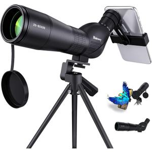 HUICOCY Spotting Scopes, 39-19m/1000m Spotting Scopes with Tripod, FMC Lens, BAK4 45 Degree Angled Eyepiece, Fogproof Scope with Phone Adapter, Carry Bag, Bird Watching Wildlife Scenery (20-60x60mm)