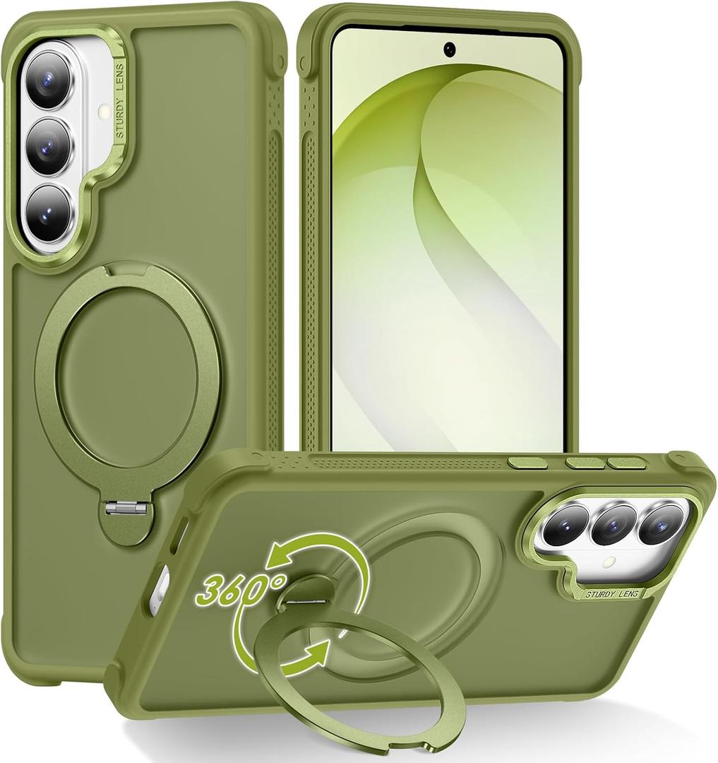 for Samsung Galaxy S26 Case with Magnetic Stand, Green | Crystal Clear Case,Rigorous Drop Protection, Great Grip Feeling, Slim Shockproof Phone Cover