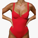 Women's Contrast Trim Knotted Slimming One-Piece Swimsuit Vintage Bathing Suits M