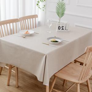 TruDelve Heavy Vinyl Table Cloth Beige Plastic Tablecloths for Rectangle Tables Oilcloth Waterproof Tablecloth Wipeable PVC Table Cover (54'' x 84'', Pure Beige)