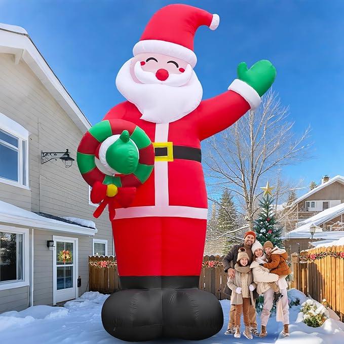 Danxilu 20 FT Giant Christmas Inflatables Santa Claus Outdoor Decoration, Huge Santa Blow Up Yard Decorations Built-in LED Lights with Blower Xmas Decor for Holiday Party Home Lawn Malls Squares