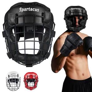 Victorbudo USA Boxing Headgear with Removable Face Grill, Maya Hide Leather MMA Head Guard for Sparring, Muay Thai, Kickboxing & Karate � Non-Slip, Protective Helmet for Men & Women