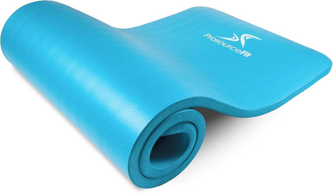 ProsourceFit Extra Thick Yoga and Pilates Mat  (13mm) or 1" (25mm), 71-inch Long High Density Exercise Mat with Comfort Foam and Carrying Strap (Aqua)