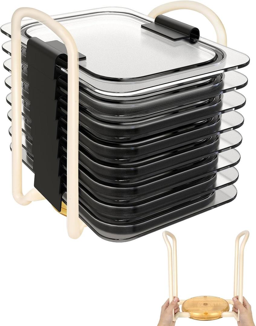 Adjustable Lids Organizer for Rubbermaid Brilliance Lids, Lid Organizers Inside Cabinet for Pyrex Snapware, Lids Holders Suitable for Storing Lids of Various Sizes5.51in-8.27in
