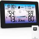 Weather Station Wireless Indoor Outdoor, Digital Thermometer with Accurate Temperature & Humidity, Large Color HD Display with Remote Sensor, Weather Forecast, Atomic Clock, Moon Phase