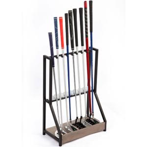 Golf Club Holder for 9 Clubs & 9 Balls, Solid Wood & Iron Golf Organizer, Golf Putter Holder Floor Stand, Golf Club Stand Suitable for Golf SimulatorsGolf Course Accessories