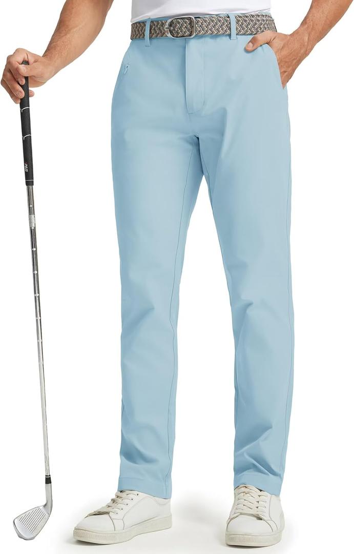 M MAELREG Mens Golf Pants 8 Pockets Water-Resistant -30"/32"/34" Lightweight Stretch Business Casual Work Mens Dress Pants