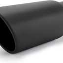 Richeer Adjustable 3-3.5 inch Inlet Exhaust Tip, 5" Outlet 12" Overall Length Stainless Steel Exhaust Tip Black Powder Coated Finish, for Vehicles with 3-3.5" O.D. Exhaust Tailpipe
