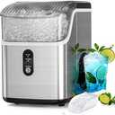Antarctic Star Nugget Ice Maker Countertop, Chewable Nugget Ice Machine with Automatic Cleaning, Fast Ice Making 34Lbs/24H, One Click Operation for Office/Home/Bar (Stainless Steel Silver)