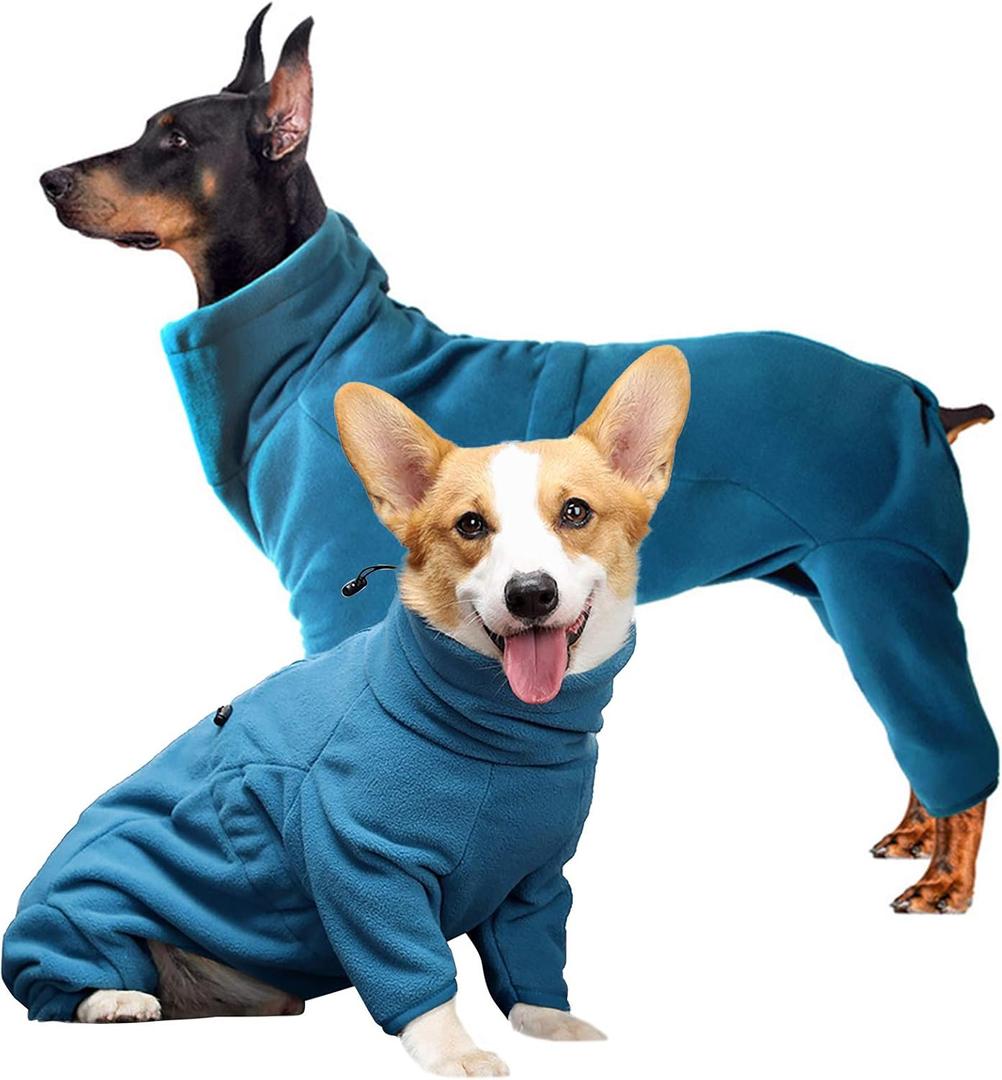 ROZKITCH Dog Coats for Large Dogs, Pet Windproof Warm Cold Weather Jacket Vest Cozy Jumpsuit Apparel Outfit Clothes for Small Medium Large Dog Walking Sleep Large (Turquoise)
