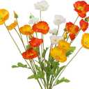 CISDUEO 6 Pcs Artificial Poppy Flowers Silk Flower Poppy with Stems Real Touch Faux Poppy Spring Flowers for Home Kitchen Wedding Decorations Floral Arrangement Table Centerpiece (Orange, Yellow, White)
