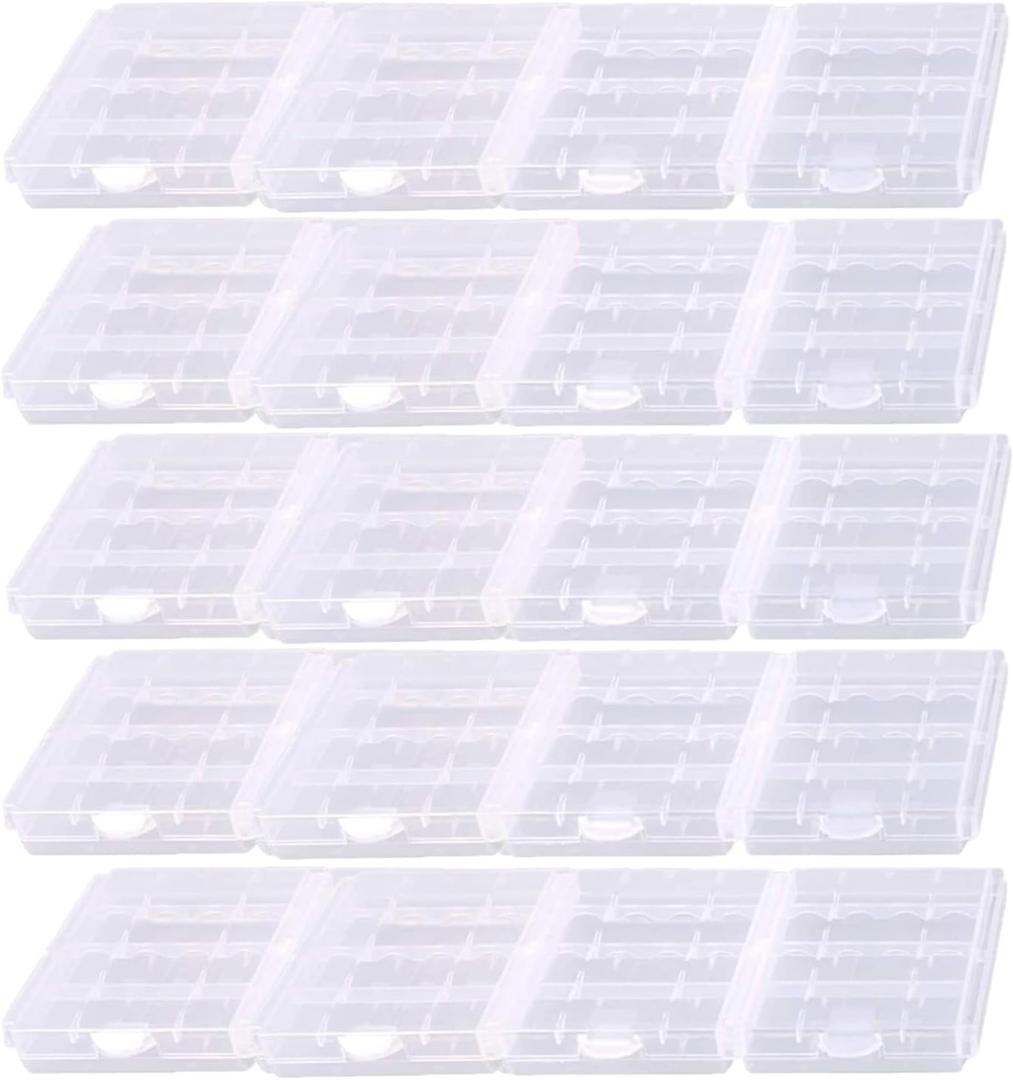 Battery Organizers AA/AAA Battery Containers Holders Compact Portable Storage Cases Insulative Plastic Clear Protective Battery Cases for Travelling/Home/Office/School/Garage(20 PCS)