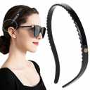 KOVOLITU Black Headband Designed for Eyewear,Flex No Pressure Comfortable Hair Band Fashion Acetate Headbands for Womens Sisters Girls Gifts