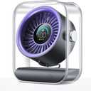 Rechargeable USB Desk Fan, Quiet Table Fan with Turbo Airflow, 100 Speeds, Digital Display, 90 Rotating, Small Battery Desktop Fans for Bedroom Home Office Travel, Purple