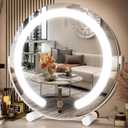 FENNIO Vanity Mirror with Lights, 13 inch COB LED Lighted Makeup Mirror, Round Makeup Mirror with Lights with 3-Color Lighting, 360 Rotation, Dimmable for Tabletop, Bedroom