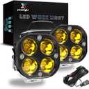 4" Amber Square Pod Lights 2PCS 40W 5050 LED Yellow Spot Lens Beam Off Road Driving Light Fog Light with Strobe Harness for Car Truck Off Road ATV UTV Boat Only Motorbike12-24V