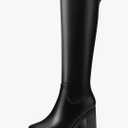 Knee High Boots Women Platform Lug Sole Knee Boots Square Toe Stacked Chunky Heels Long Fall Boots with Zippers, 10W