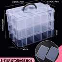 Praisebank 3-Layer Stackable Storage Container Box, 30 Dividers Compartments, Perfect for Storage Jewelry & Arts & Crafts & Sewing. (Clear)