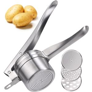 Potato Ricer 15oz Stainless Steel by Zorgons - Sturdy Masher for Creamy Mashed Potatoes, Sweet Potato Smasher with Comfort Grip Handle - Essential Kitchen Gadget for Pressing and Mashing