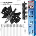 60 Feet Dryer Vent Cleaning Kit - Chrome Button Locking System, Extends Up to 60 Feet, Lint Remove, Dryer Duct Cleaner with Bonus Drill Attachment, Lint Trap Brush