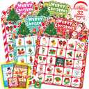 56 Sheets Christmas Bingo Game, 32 Players Christmas Bingo Cards for Kids Adults Christmas Party Game for Family Large Group Winter Holiday Party Favor Kids Bingo