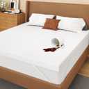 Zenzy 3" Queen Waterproof Mattress Topper Cover, 100% Waterproof, Oeko-TEX Certified, Zippered Topper Protector with Adjustable Straps, Ultra-Soft and Washable (Cover Only)