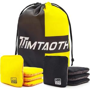 Timtaoth Dual Sided Corn Holes Bags Professional Cornhole Bags Set of 8 Regulation Size Weight Pro Corn Hole Bean Bags Slick and Stick (Black and Yellow)