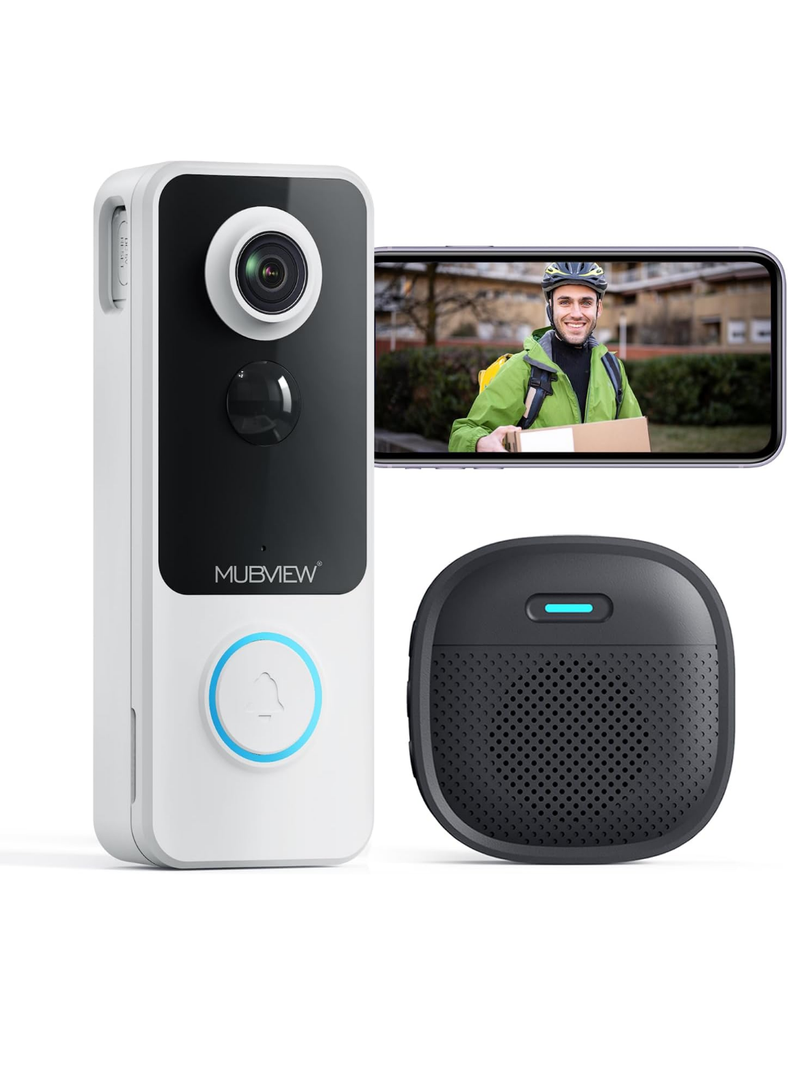 MUBVIEW Wireless Video Doorbell with Chime, 1080p, 2-Way Talk, Night Vision, Human Detection
