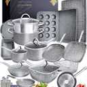 Home Hero Pots and Pans Set Non Stick - Induction Compatible Kitchen Cookware Sets + Bakeware Sets - Non Stick, PFOA Free, Oven Safe Pot and Pan Set Nonstick (23 Pcs - Granite)
