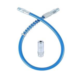 Grease Gun Hose with Grease Gun Coupler, Grease Gun Connector Grease Gun Accessory Kit Resin Spring Flex Hose for 1/ 8" NPT Thread Maximum Working Pressure 10000 PSI (Blue)