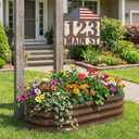 SnugNiture Galvanized Raised Garden Bed Outdoor, 2 Pcs 4x2x1ft Oval Metal Planter Box for Planting Plants Vegetables, Brown