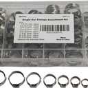 Single Ear Clamps Assortment Kit, StepLess Clamps, Pex Pinch Ring Clamp for Securing Pipe Hoses and Automotive Use 304 Stainless Steel 3/8"-1" (7.8mm-25.6mm) 120Pcs/8Sizes