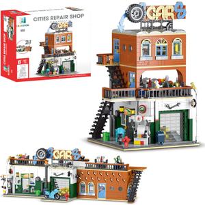 City Car Repair Shop Building Set Compatible with Lego for Adults, Architecture Building House Kit for Boys and Girls 8-14 Years 1637 pcs