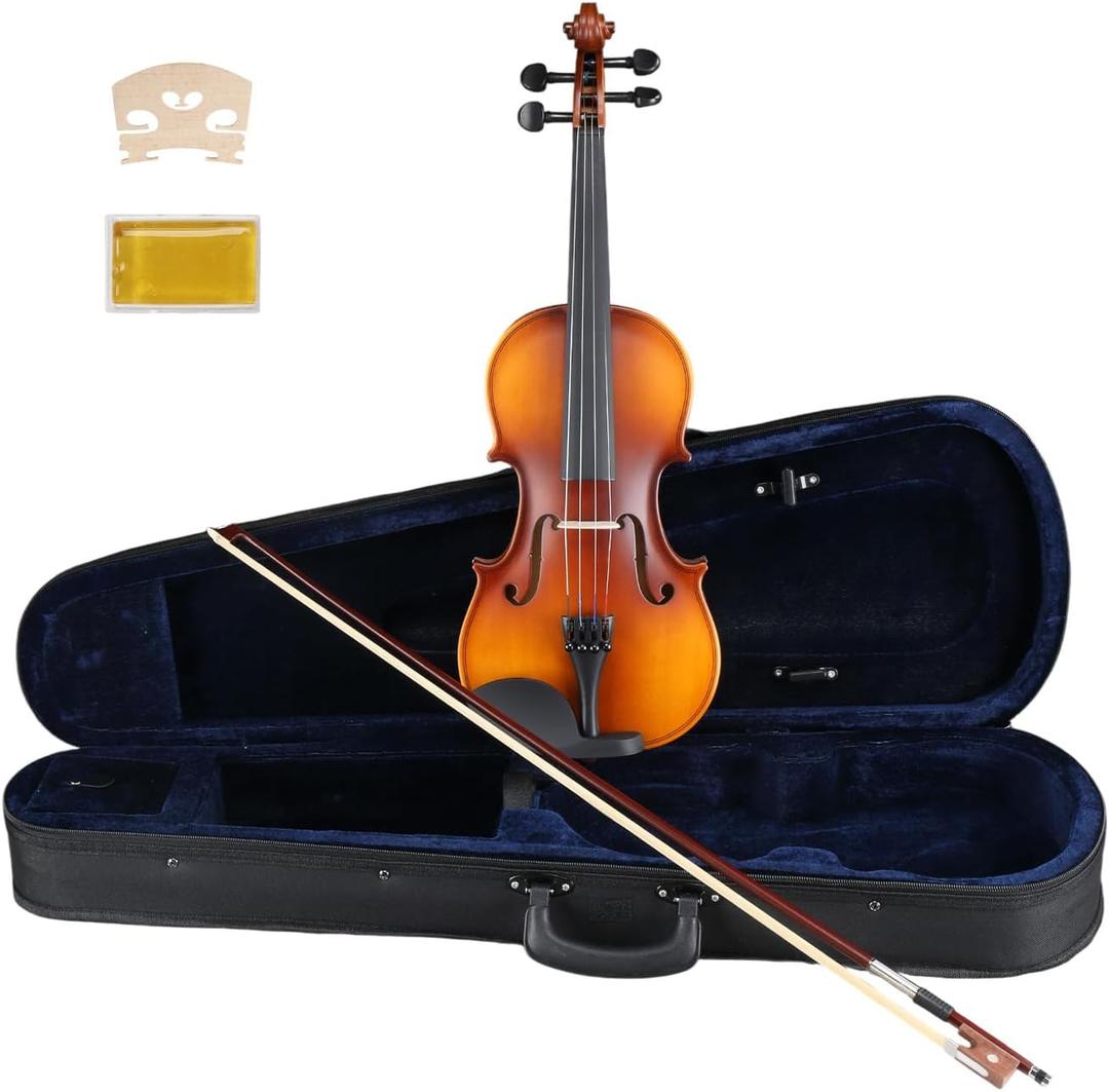 GlARRY GV104 Full Size Violin/Fiddle Complete Kit for Beginners & Students - All-in-One Set Includes Hard Case, Bow, Rosin, Step-by-Step Manual (3/4)