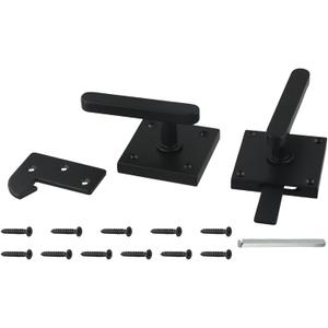 Aluminum Double Sided Garden Gate Latch for Wooden Fence and Barn Doors, Heavy Duty Flip Lock with Handles on Both Sides for Easy Opening and Closing Mounting Screws for Safety, 19x14x6cm(Black)