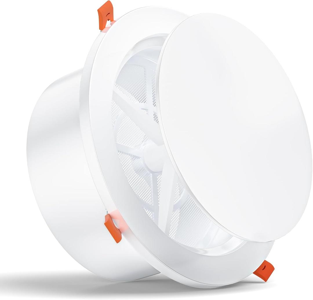 [Upgraded] HG Power 8 Inch Round Vent Cover with Adjustable Panel & Removable Mesh Screen – ABS Ceiling Vent with Lock-Clip Design for HVAC, Bathroom, Kitchen, Wall and Duct Air Vents（200mm，White）