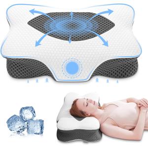 Anvo Cervical Pillow for Neck Pain Relief - Neck Pillows for Pain Relief Sleeping - Pillow for Neck and Shoulder Pain - Ergonomic Design for Side Back Stomach Sleeper-White Queen Soft