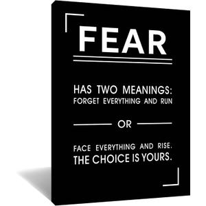 Fear Definition Motivational Canvas Wall Art 18x24 Inch,Inspiring Positive Saying Poster, Black White Inspirational Quote Picture Print For Office Gym Bedroom Home Decor, Ready To Hang Framed
