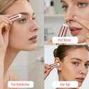Eyebrow Trimmer for Women, Rechargeable Eyebrow Hair Remover, Painless Electric Razor with 2 x Replacement Heads, Eye Brow and Face Epilator Hair Removal (Rose Gold)